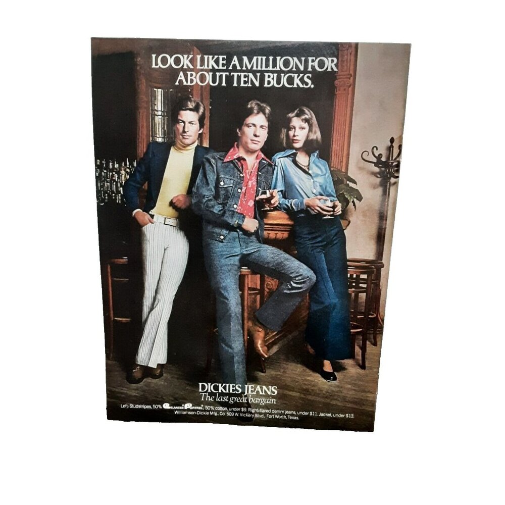 1974 Dickies Jeans Look Like A Million Original Print Ad 70s